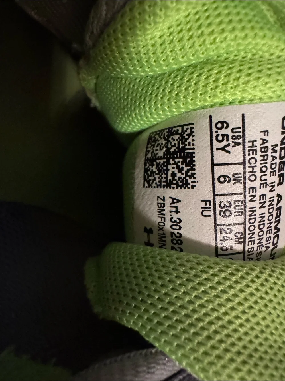 Under Armour Kids Light Gray & Lime Green Athletic Sneakers